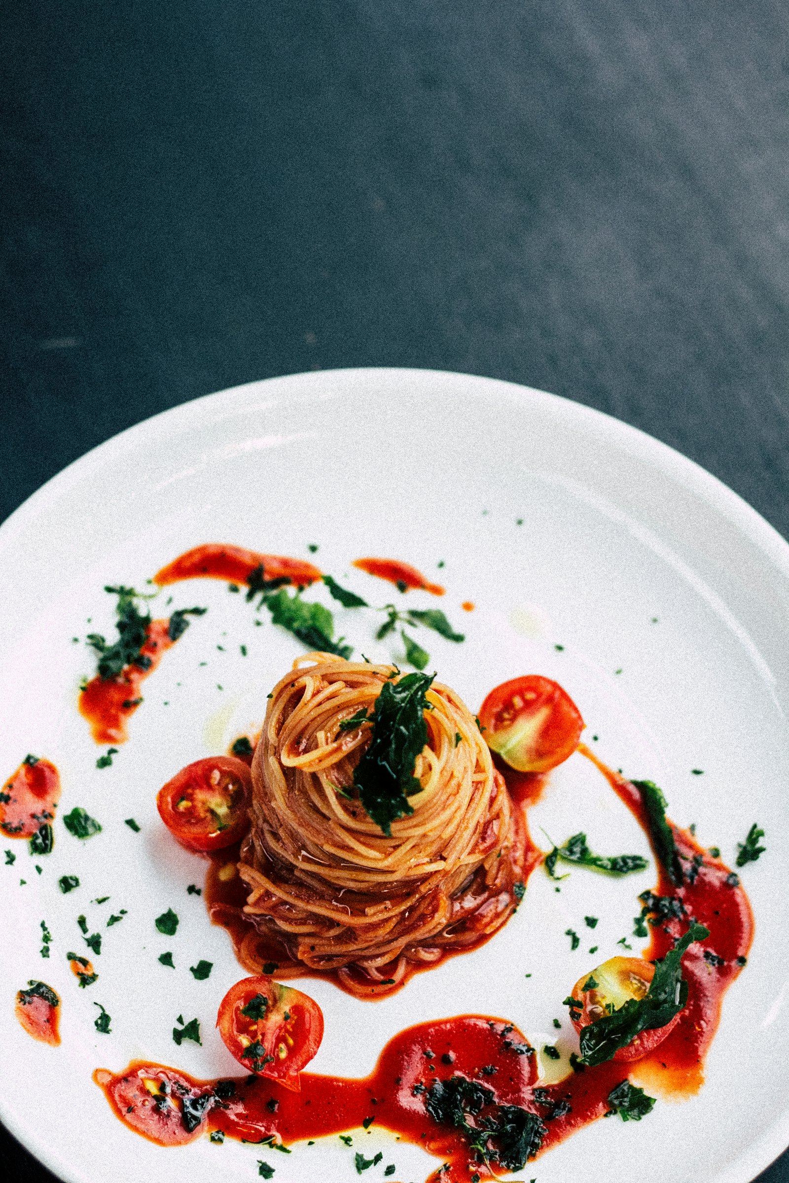 Elegant angerichtete Spaghetti